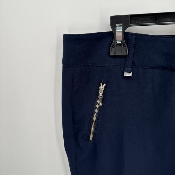 White House Black Market NWT Navy Drapey Crop Pant Zipper Gold Hardware // 6 - Picture 6 of 10